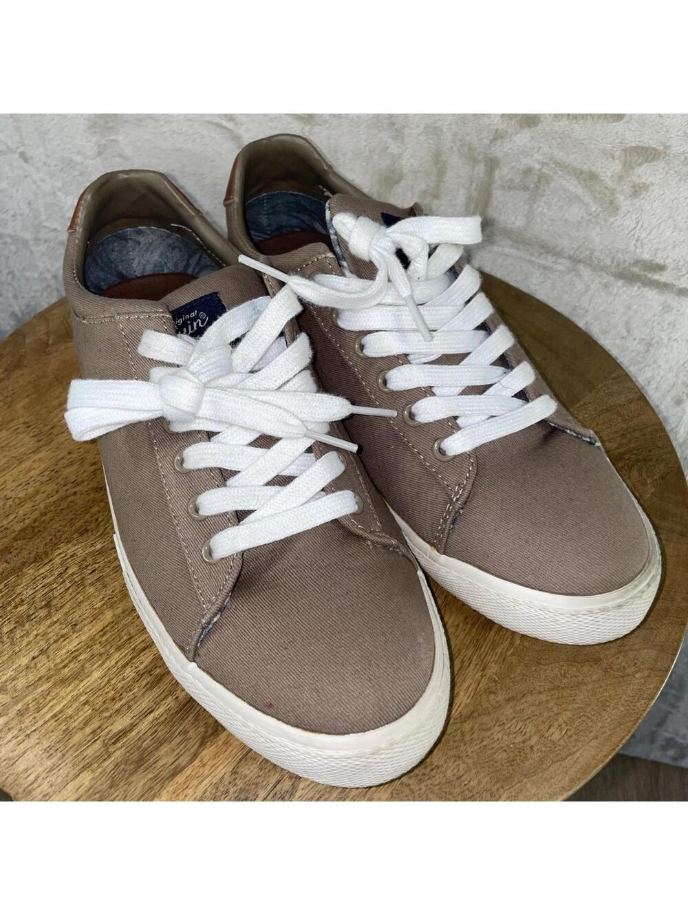 Penguin Munsingwear Mens Dane Fossil Fashion Canvas Leather Sneaker Shoes Sz 8